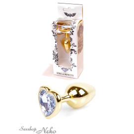 Luxusní anální kolík Jewellery Gold Heart PLUG- Clear