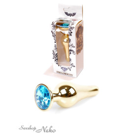 Anální kolík Jewellery Gold BUTT PLUG- Light Blue
