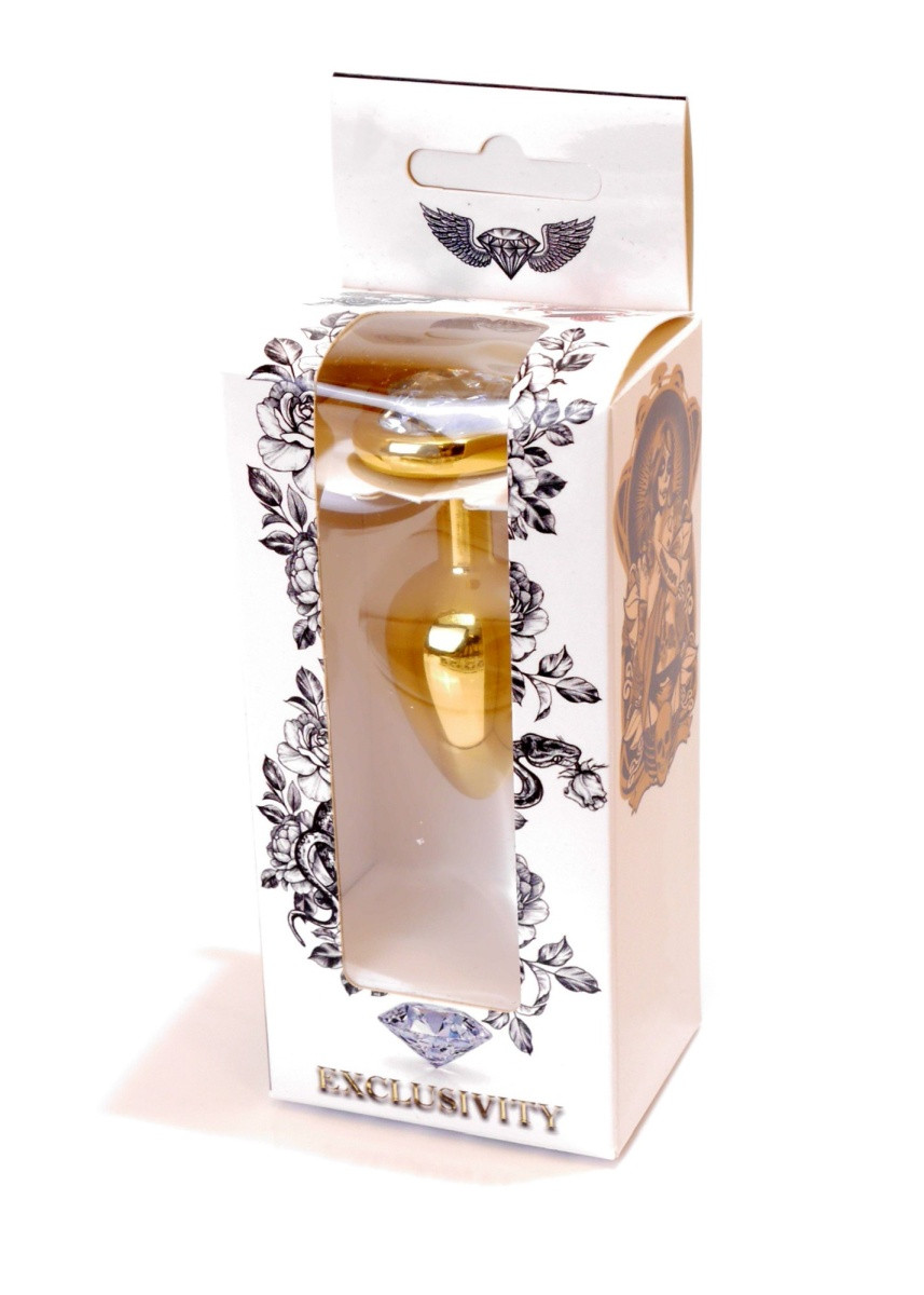 Luxusní anální kolík Jewellery Gold Heart PLUG- Clear